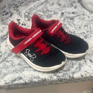 Under Armour Kids' Black and Red Sneakers